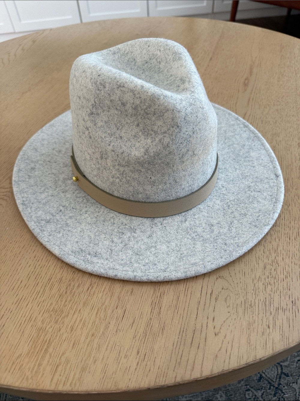 LACK OF COLOR- ‘The Mack’ Light Gray Wool Fedora with Tan Band medium 57cm